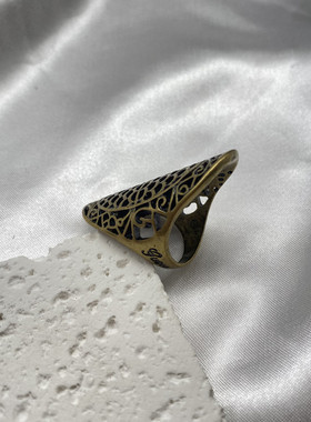 女合金欧美复古做旧镂空戒指