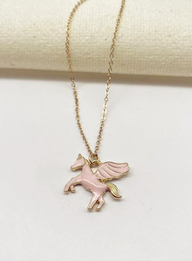 合金女滴釉几何动物爱心项链