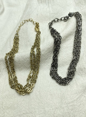 欧美风金色金属链条叠戴手链女