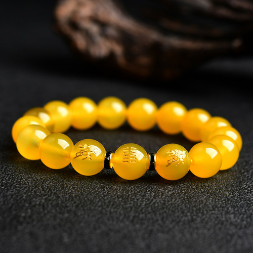 五行属土的饰品缺土补土水晶黄玛瑙手链麒麟手串男女款坤为地 - 图0