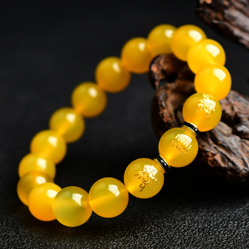 五行属土的饰品缺土补土水晶黄玛瑙手链麒麟手串男女款坤为地 - 图1