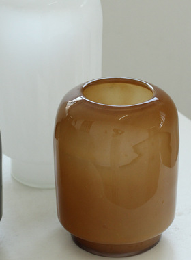 SoftHome玻璃直筒花北欧风手工磁粉黑色厚底干花样板房轻奢摆件