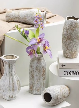 soft复古陶瓷花瓶家居装饰客厅高级感鲜花水培陶罐插花摆件新年