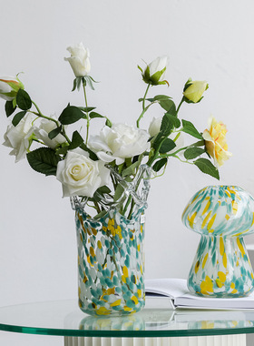 SoftHome北欧淡彩色斑点小口水培玻璃摆件创意家居软装花瓶插花