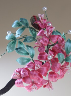 非遗绒花簪花新中式国风古风发簪