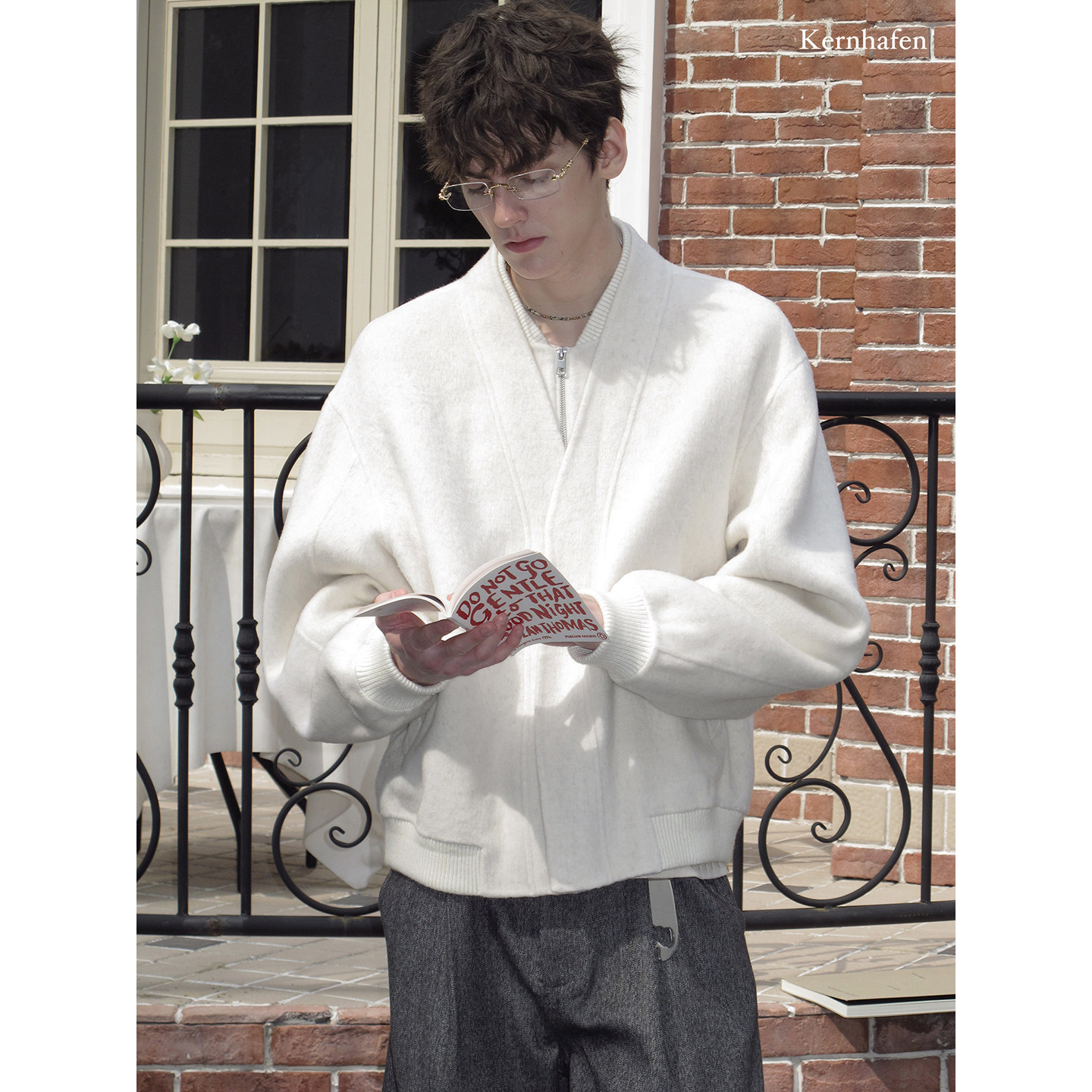 短款毛呢大衣男高级感假两件双面呢羊毛外套| kernhafen柯恩哈芬,淘宝优惠券,粉丝福利购,淘宝优惠卷