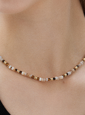 贝母玛瑙女精致百搭串珠项链