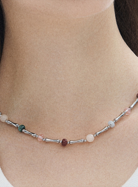 SUM汽泡·宇宙星石·逐梦系列彩色天然石中式竹节项链原创设计款