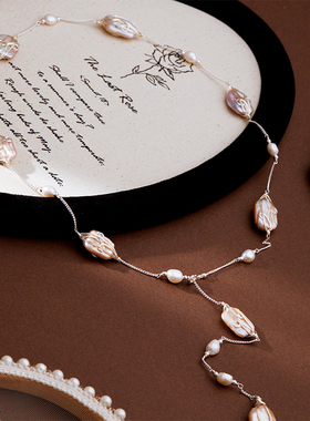 珍珠毛衣链女精致项链