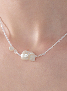 SUM汽泡·巴洛克天然淡水珍珠水晶项链·温柔气质时尚礼物新品