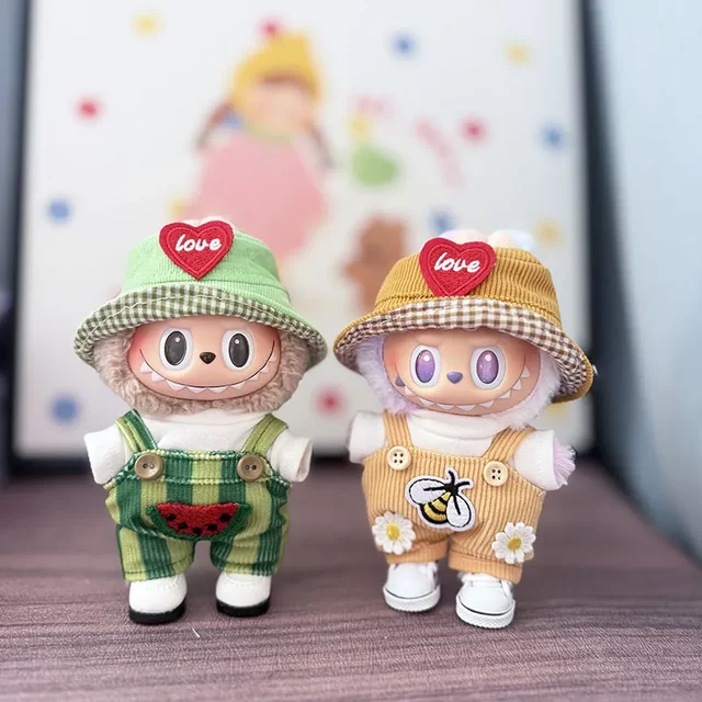 1st, 2nd and 3rd generation keychain Labubu clothes pendant Labubu baby clothes summer watermelon overalls suit cute
