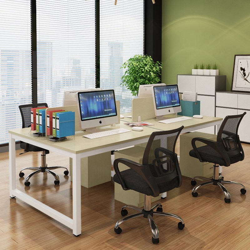 职员办公桌四人位员工电脑桌椅组合长条桌2/4/6工作位屏风会议桌 - 图0