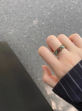 复古爱心飞鸟戒指复古民族时尚气质开口指环设计食指中国调节