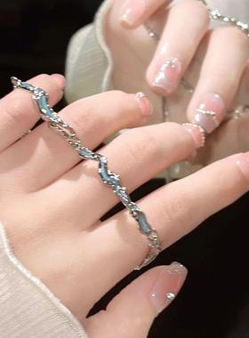 「冰蓝海域」甜酷不规则蓝色海浪手链设计感轻奢小众精致手饰礼物