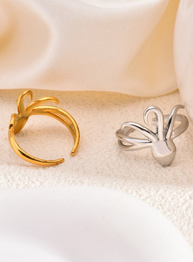 欧美ins风海洋系列章鱼不锈钢指环个性海边度假开口钛钢戒指