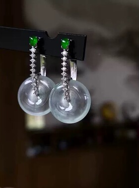 新款镶钻万能耳环配件DIY甜甜圈平安扣翡翠玉石耳钩空托配件