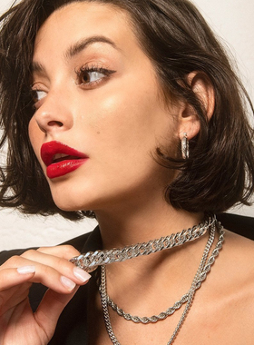 新款钛钢古巴嘻哈项链朋克男女士项链潮流粗链毛衣链不锈钢颈链