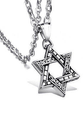 2023新款嘻哈六芒星毛衣链 服装配饰压铸合金吊坠卫衣链 长款项链