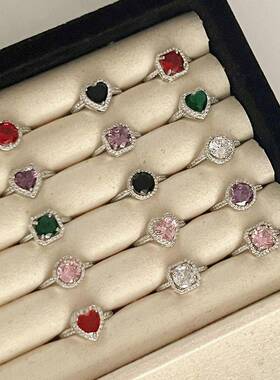 天然石开口戒指女生复古气质小众设计食指网红时尚个性闺蜜指环