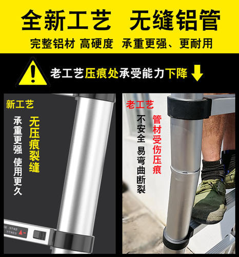 伸缩梯直梯一字楼梯台阶电工室外阁楼升降爬梯云梯多功能加粗踏板 - 图2