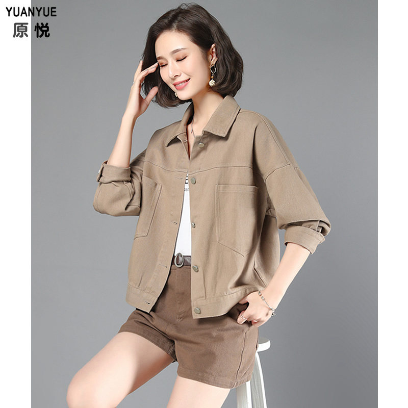 红色牛仔短款2022年春季新款夹克 原悦短外套