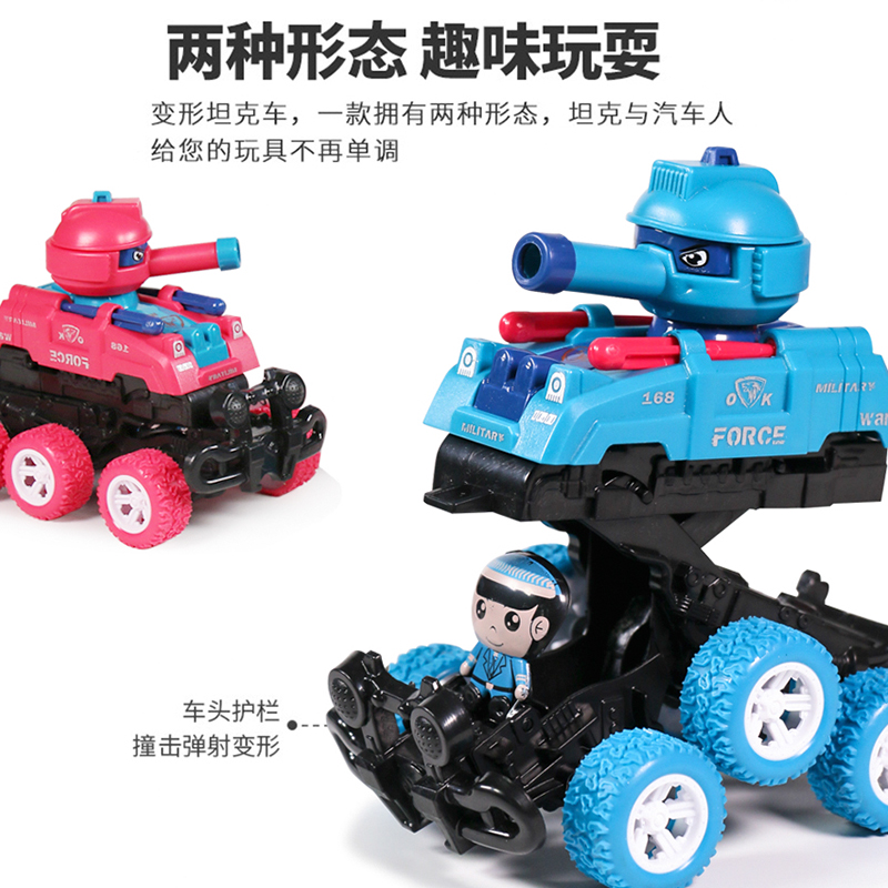 儿童碰撞变形惯性坦克车可发射玩具仿真行走小车子模型男女孩礼品-图3