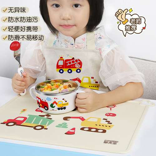 儿童餐垫小学生一年级吃饭用餐垫防水防油防滑卡通硅胶午餐桌垫男 - 图0