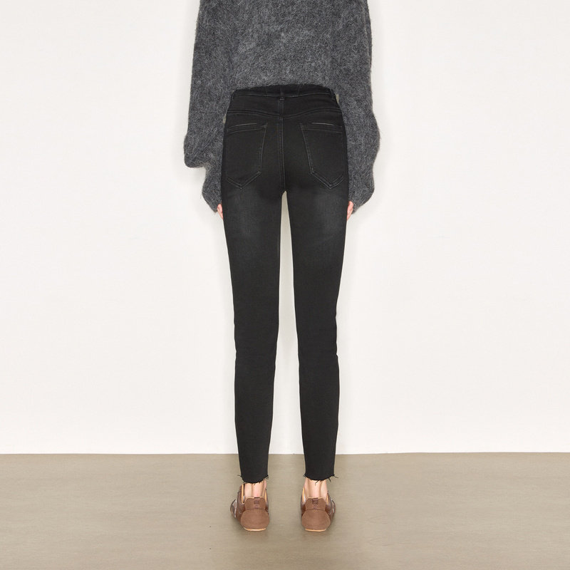 Jamor加墨时尚高腰牛仔裤2025冬新款磨破做旧小脚裤显瘦抓绒女,淘宝优惠券,粉丝福利购,淘宝优惠卷