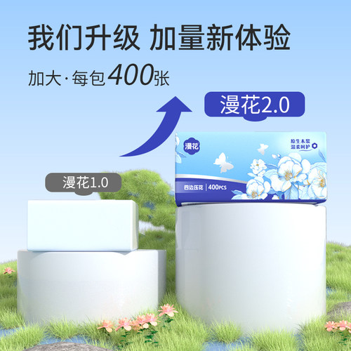 【漫花抽纸】20大包纸巾家用囤货装面巾纸原木四层加厚清洁卫生纸 - 图2