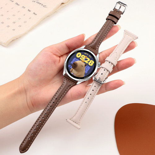 适用于小米手表Watch5/S5表带S4/S4 Sport复古港风41mm皮质小蛮腰腕带S3/S2/S1智能WatchPro替换带Color女款 - 图2