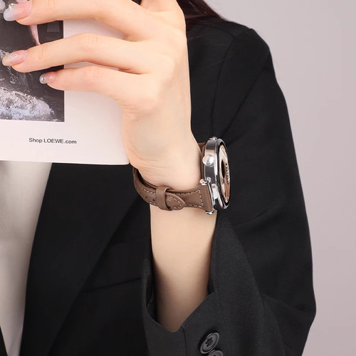 适用于小米手表Watch5/S5表带S4/S4 Sport复古港风41mm皮质小蛮腰腕带S3/S2/S1智能WatchPro替换带Color女款 - 图0