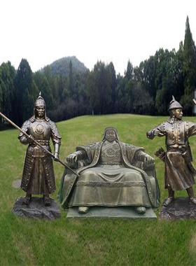 成吉思汗士兵雕像骑马铸铜定制