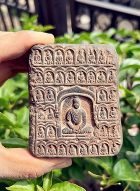 山西文创云冈石窟二号残佛砖雕摆件复古仿古佛像文房镇纸礼品盖置