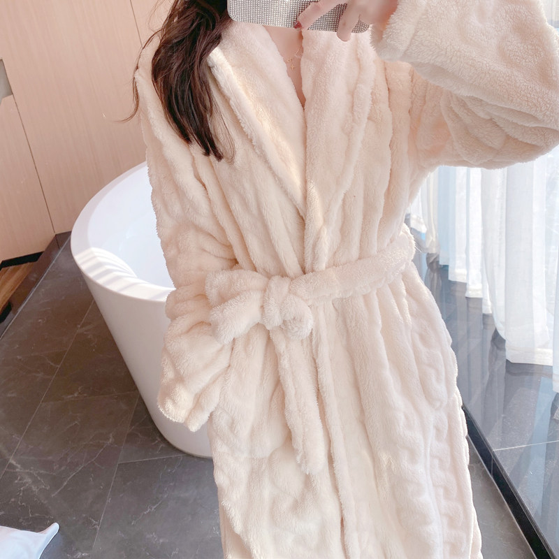 2022年新款秋冬季法兰绒加绒浴袍 玛宝娜睡袍/浴袍