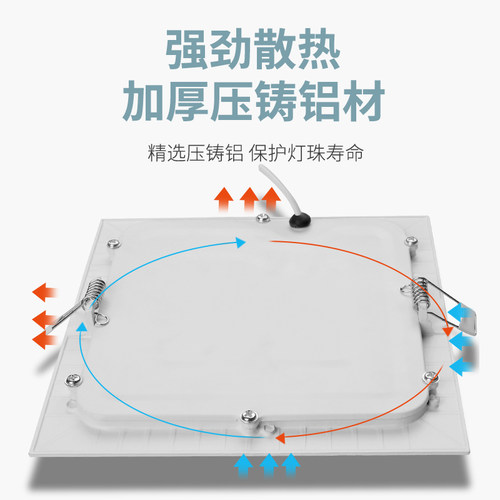 超薄led筒灯方形面板灯客厅嵌入式12w开孔10 13 15 20公分格栅灯 - 图1