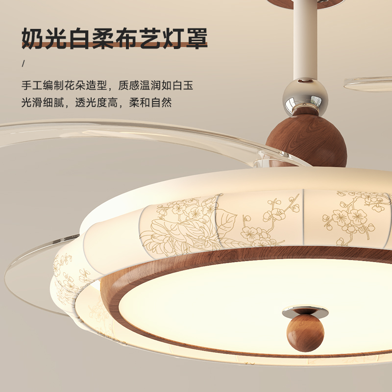 法式复古风扇灯2025新款全光谱护眼卧室书房吸顶灯高级感圆形灯具 - 图2