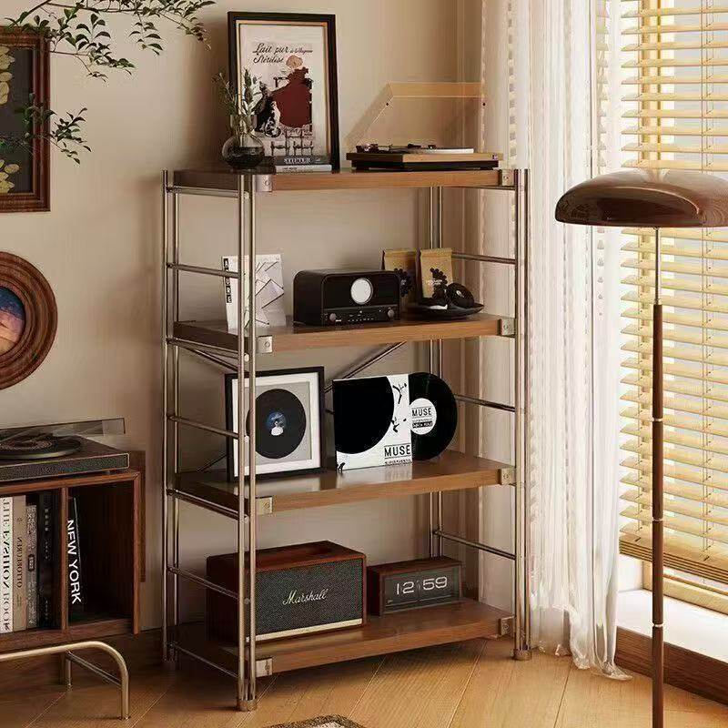 日式钢木置物架落地多层客厅阳台书架家用厨房收纳储物微波炉架子,淘宝优惠券,粉丝福利购,淘宝优惠卷