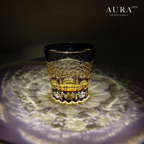 AURA'S紫曙光江户切子手工雕刻水晶玻璃杯日式高档威士忌酒杯 - 图3