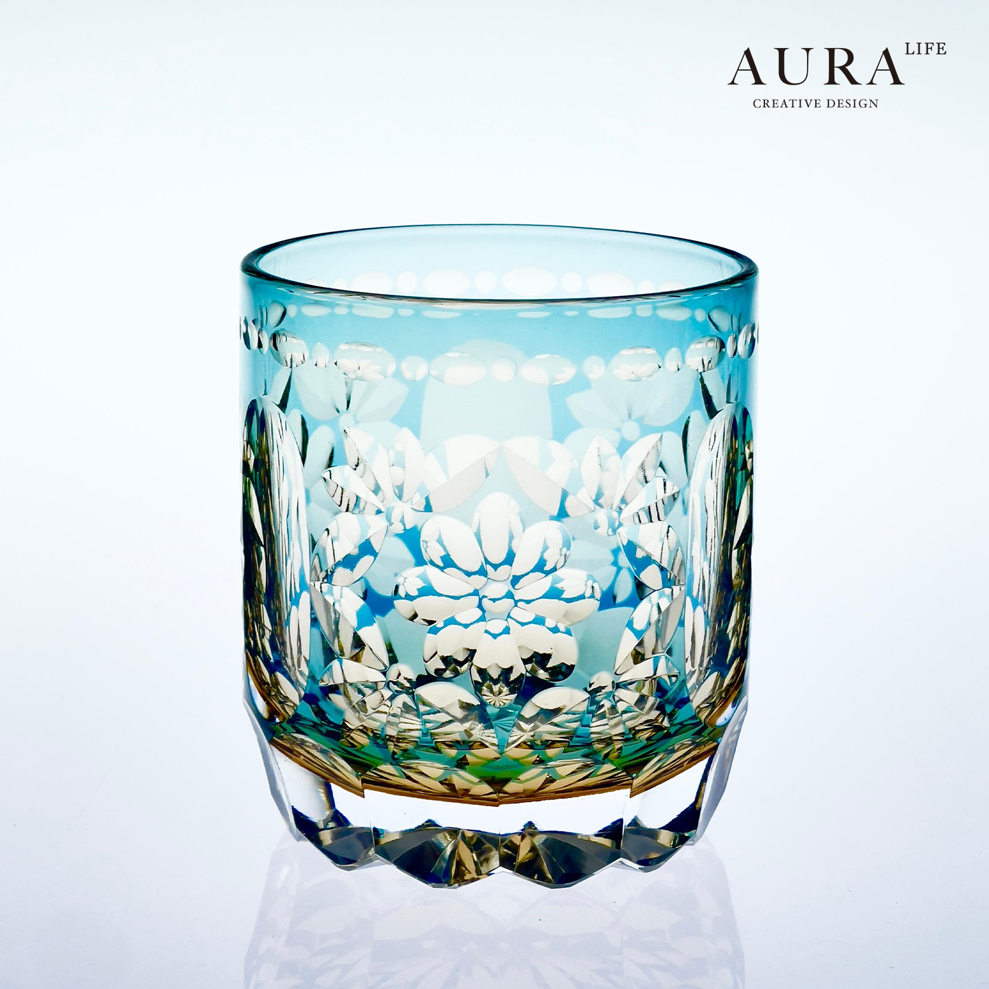 AURA'S江户切子限量高端轻奢手雕水晶玻璃杯威士忌酒杯洋酒杯送礼 - 图0