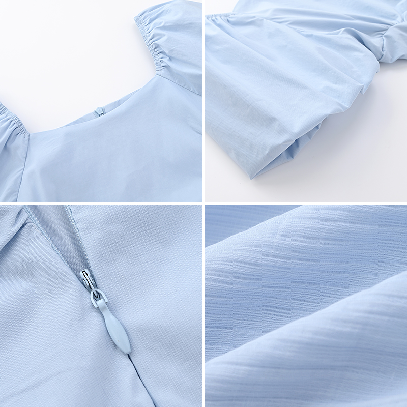 女装方领收腰下摆假两件拼接连衣裙-1379Q5223002