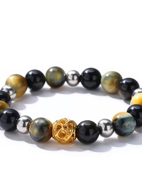 FF假朋友原创金银幻钛钢情侣手串