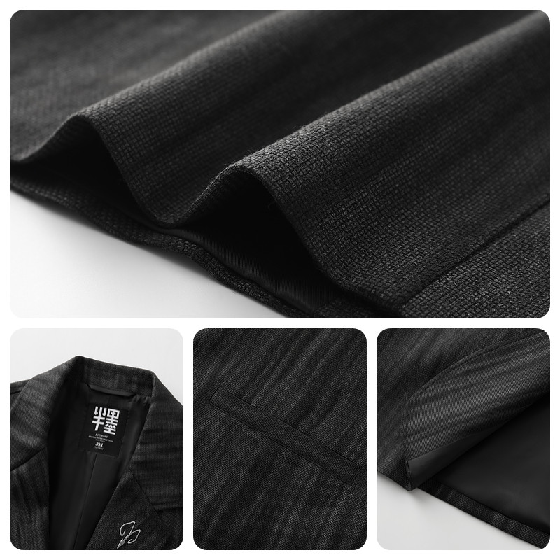 半墨大码男装休闲西服男士2025秋季新款胖子宽松提花刺绣西装潮流,淘宝优惠券,粉丝福利购,淘宝优惠卷