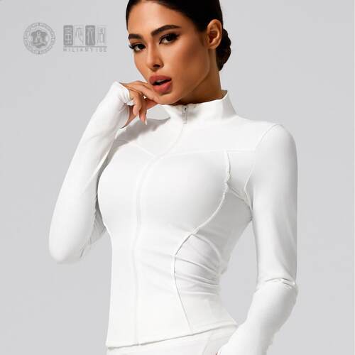 欧弹瑜伽服户外跑步运动外套显瘦健身服瑜伽上衣长袖女 - 图2