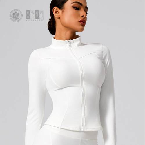 欧弹瑜伽服户外跑步运动外套显瘦健身服瑜伽上衣长袖女 - 图1