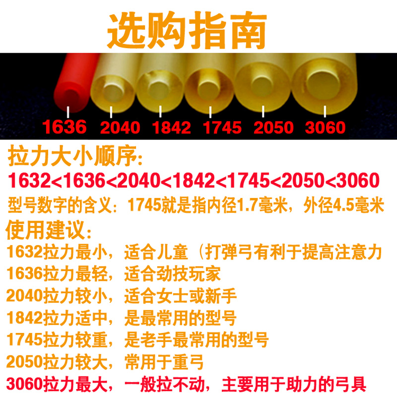 元力弹弓皮筋圆皮筋高弹力1842弾工1745耐用2050暴力进口强力3060 - 图1