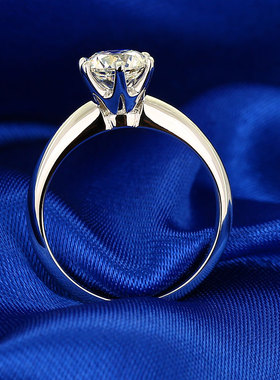 指环仿真风锆石情侣订婚六爪钻戒