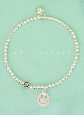 设计师原创好心情s925笑脸纯银珠