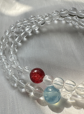 天然白水晶海蓝宝手串