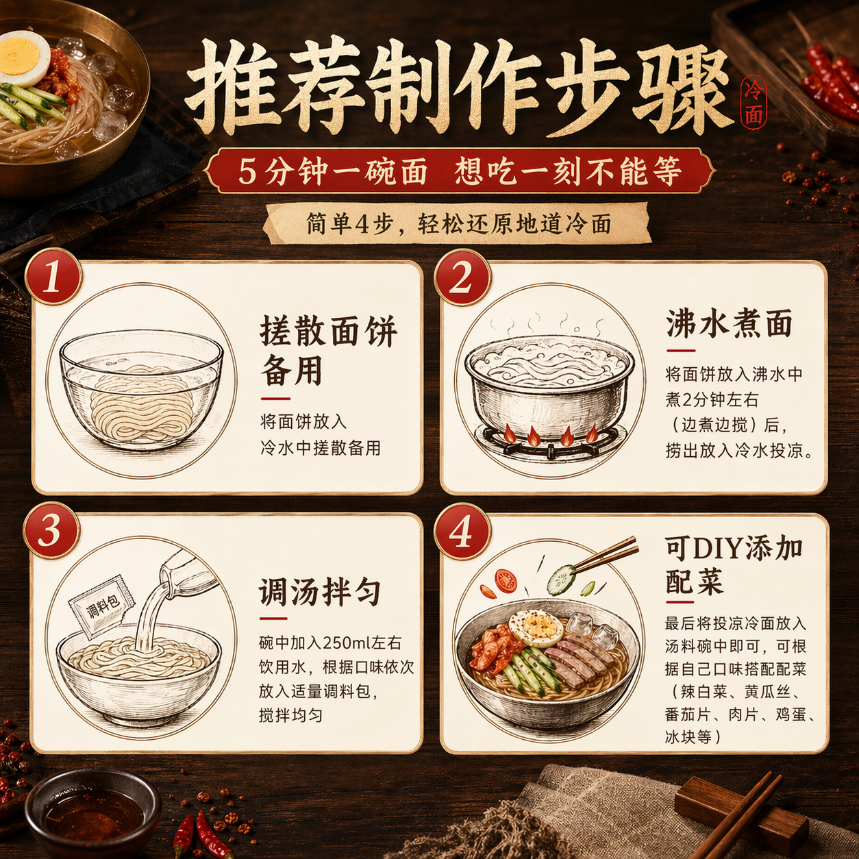 5袋装朝鲜冷面 正宗东北大妈韩式风味荞麦凉面烤冷面延吉特产速食