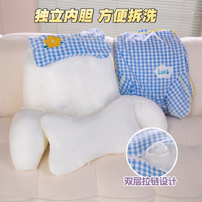 泡泡纱格子腰靠床头大靠背护腰沙发靠垫宿舍腰靠枕看书枕头可拆洗,淘宝优惠券,粉丝福利购,淘宝优惠卷